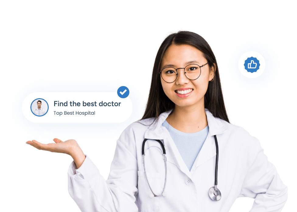 Doctor smiling and holding out hand